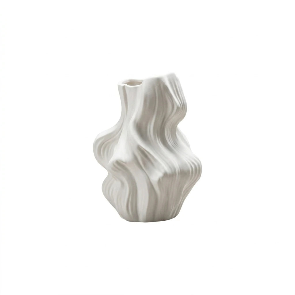 Vaso de Cerâmica Escultural Ondulado Decorativo
