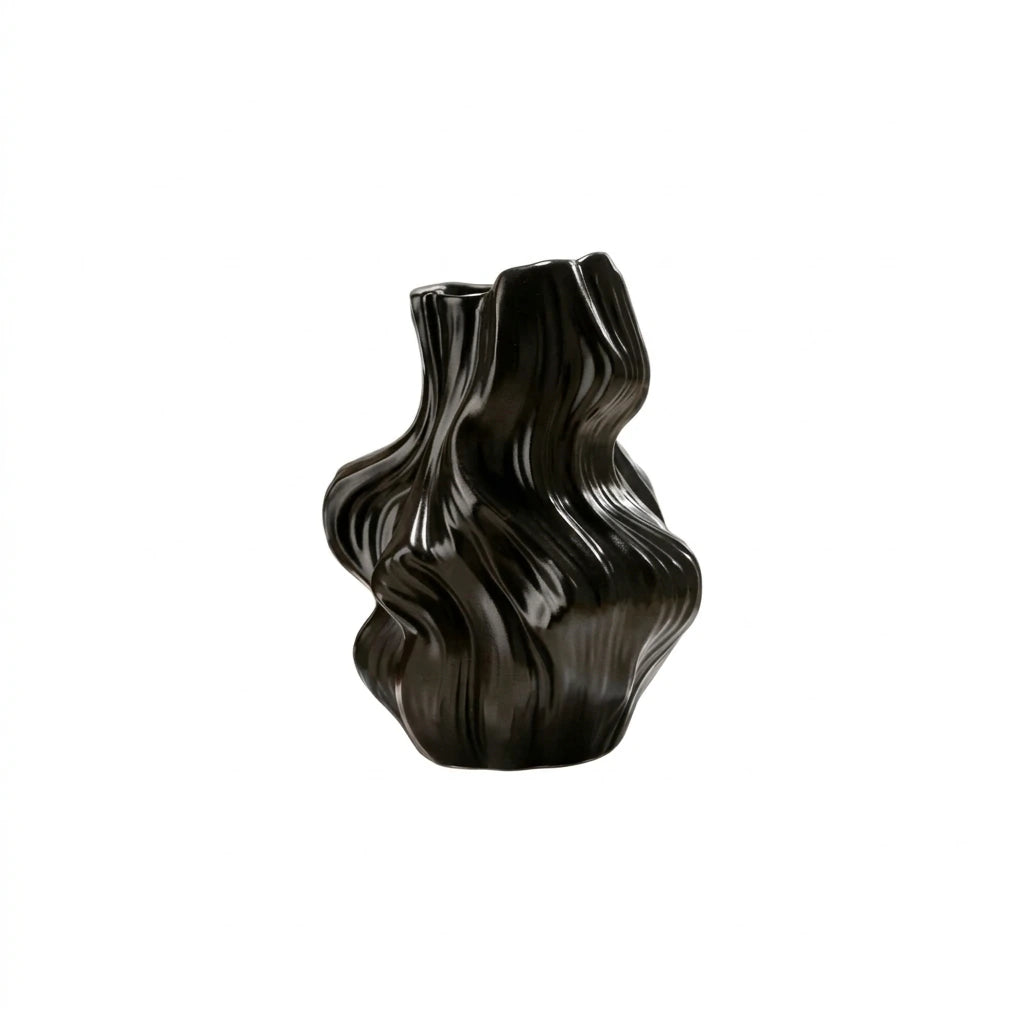 Vaso de Cerâmica Escultural Ondulado Decorativo