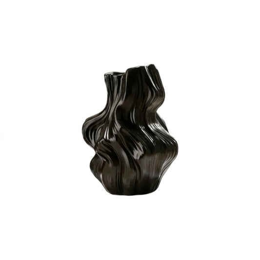 Vaso de Cerâmica Escultural Ondulado Decorativo