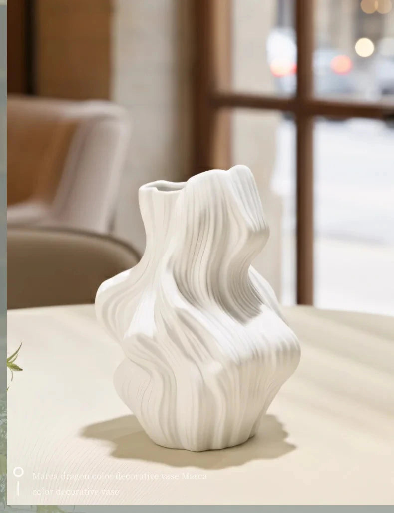 Vaso de Cerâmica Escultural Ondulado Decorativo