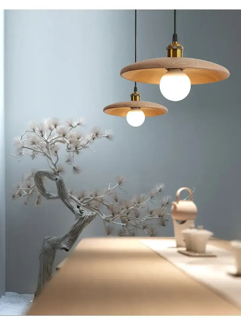 Luminária Pendente Madeira Estilo Japonês