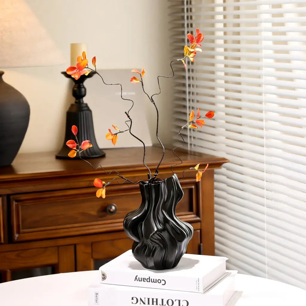 Vaso de Cerâmica Escultural Ondulado Decorativo