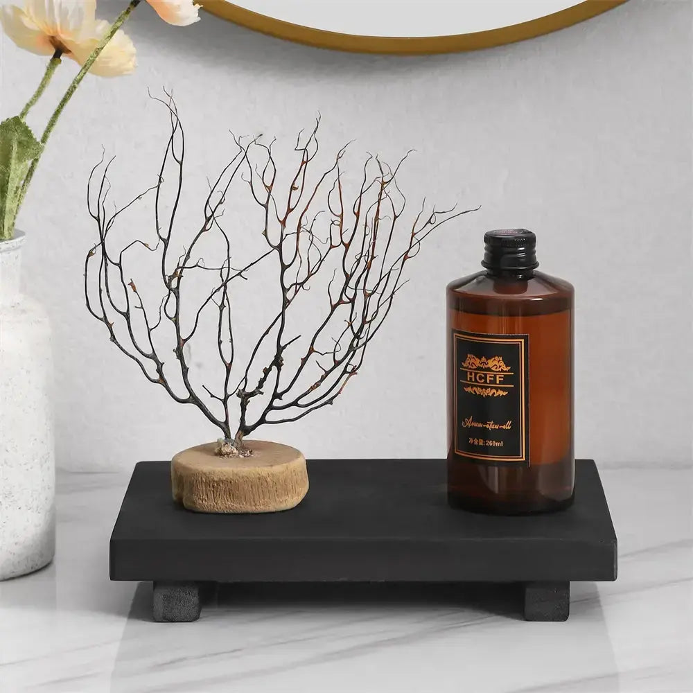 Bandeja Madeira Maciça com Pedestal