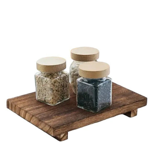 Bandeja Madeira Maciça com Pedestal